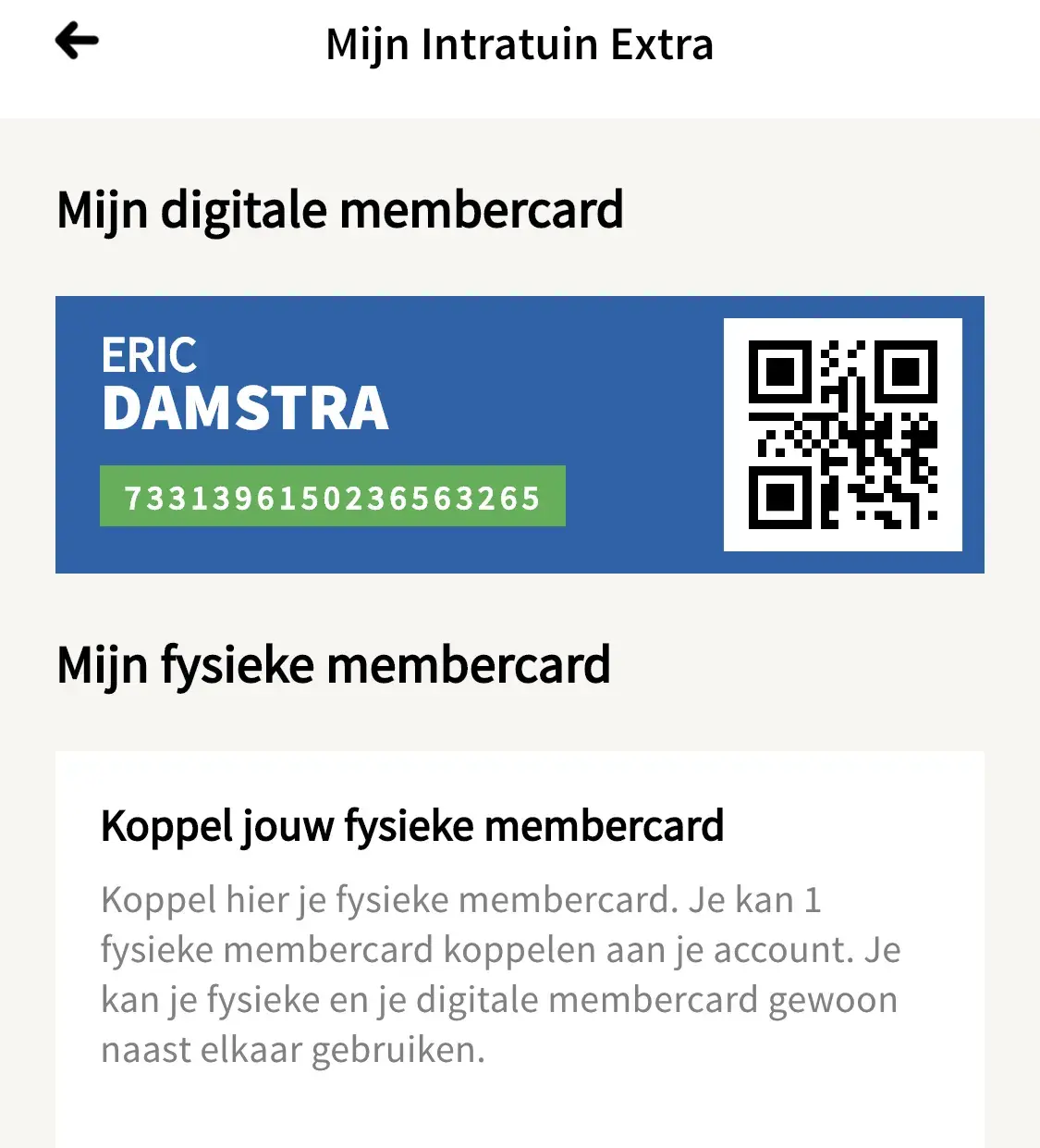 Intratuin Extra App: digitale membercard